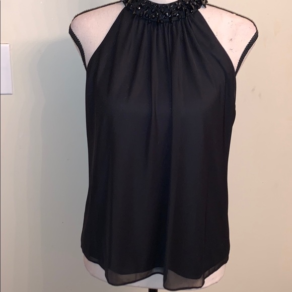 NWT Black Beaded Neck Embellished Evening Tank - Picture 4 of 8